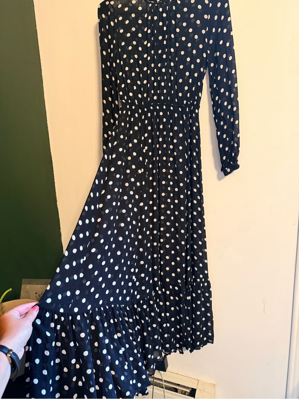 J Crew Polk Dot Mesh Maxi Dress